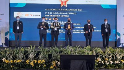 Pos Indonesia Raih Empat Penghargaan TOP GRC Awards 2021